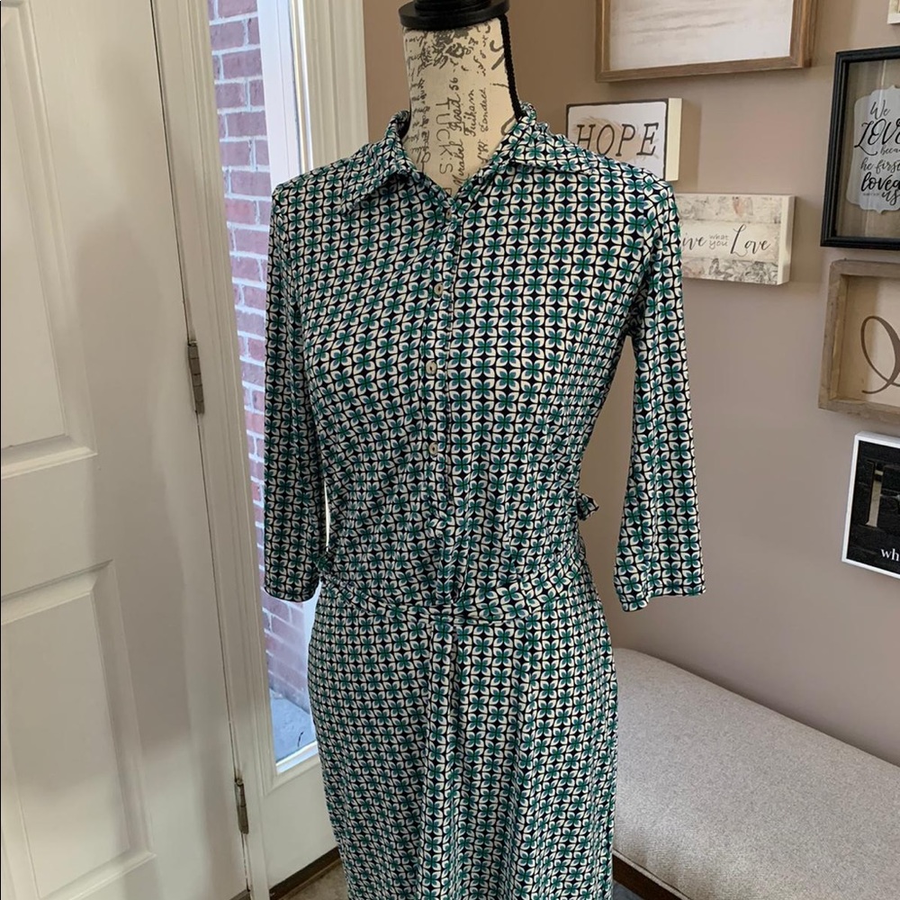 Max Studio Wrap Dress Womens XS Green White Blue - Picture 7 of 8